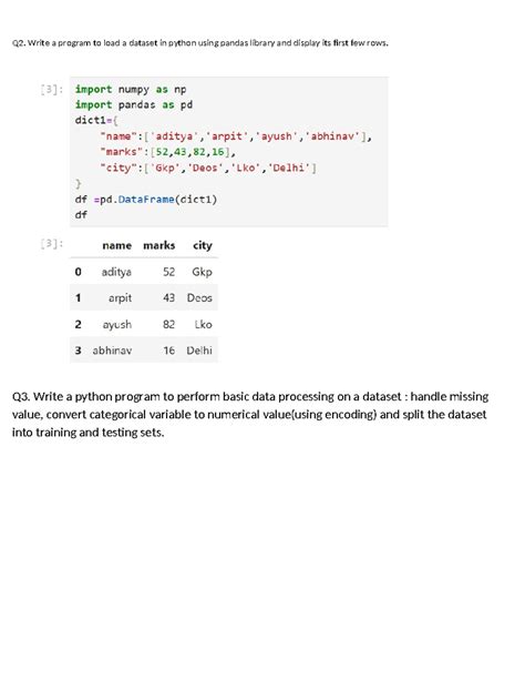 Ff - it is computer coding - Q2. Write a program to load a dataset in ...