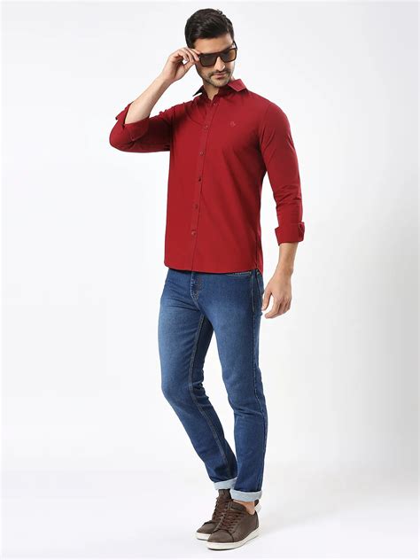 Being Human Men Slim Fit Shirts-Wine