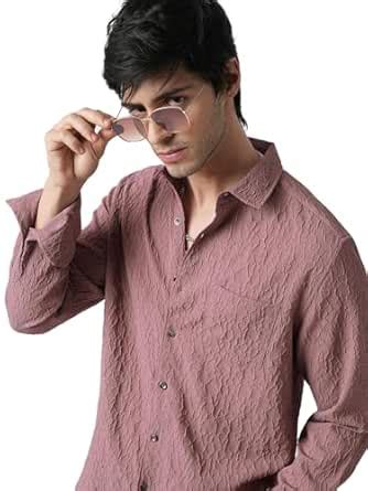 VASTRADO Mens Pink Textured Shirt | Abstract Pattern, Full Sleeves ...