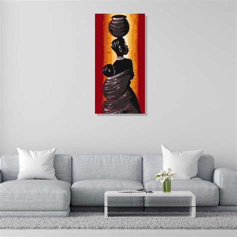Lady With Child Canvas Wall Painting | Cotton Stretched Canvas – Rangoli