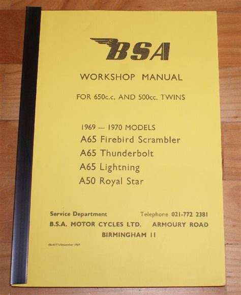 BSA Workshop Manual A50/A65 500/650cc 1969-70 Copy | BRITISH Only ...