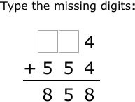 IXL - Addition: fill in the missing digits (Class III maths practice)