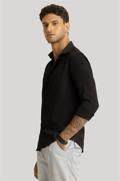 Buy Men's Anselmo Black Self-Design Shirts Online | Snitch – SNITCH