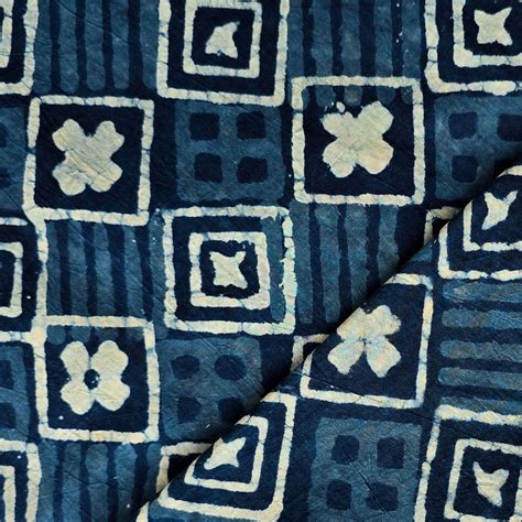 Pure Cotton Indigo Tiles Hand Block Print Fabric – Sanskruti