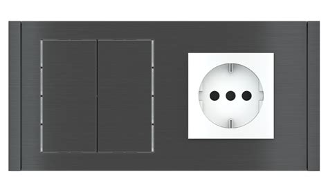 Basic Pushbutton (NO LED) and socket point for 2-fold plate (60x45 mm ...