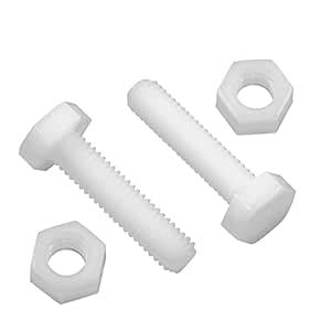Piutouyar 20 Pairs M6x25mm White Nylon Hex Bolt Plastic Hexagon Nuts ...