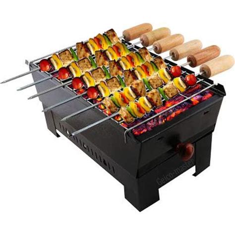 Geico-master Cast Iron Charcoal Barbeque Grill with 6 Wooden Handle ...