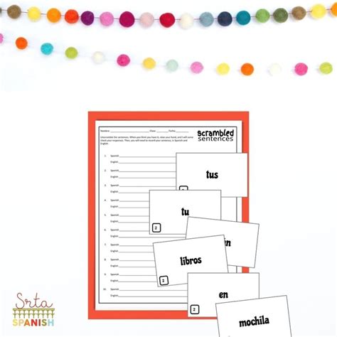 Unscramble Scrambled Sentences in Spanish Activity - Srta Spanish