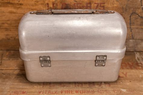 Vintage Silver Lunch Box Leyse Aluminum Co. Metal Lunch Box Man Cave