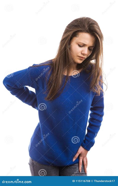 Young Woman Having Lower Back Ache Stock Photo - Image of female, injury: 115116708