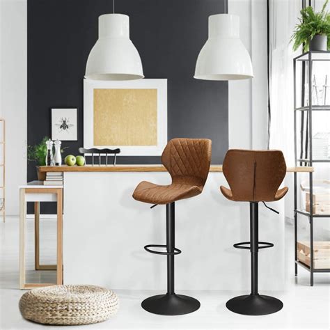 Buy Swivel Bar Stools for Kitchen Counter PU Leather Breakfast ...
