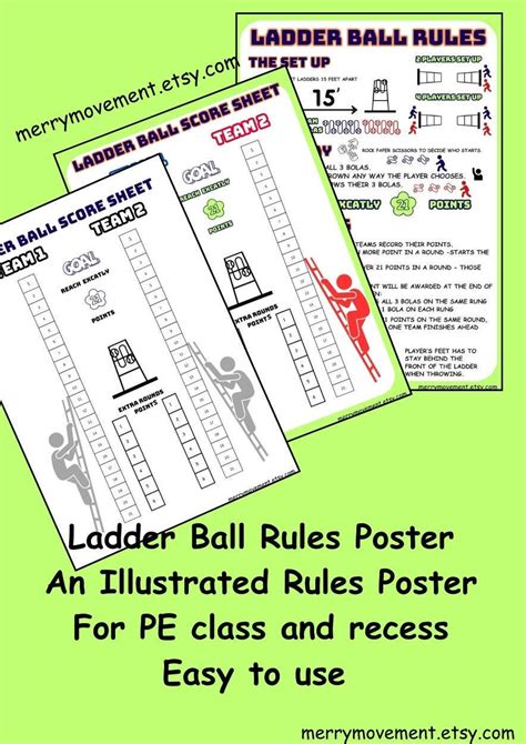 Ladder Ball Rules Poster & Score Sheets: Yard Game Guide (printable PDF ...