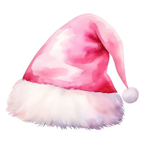 Watercolor Cozy Pink Santa Hat PNG | Christmas Clip Art Adorable Cute ...