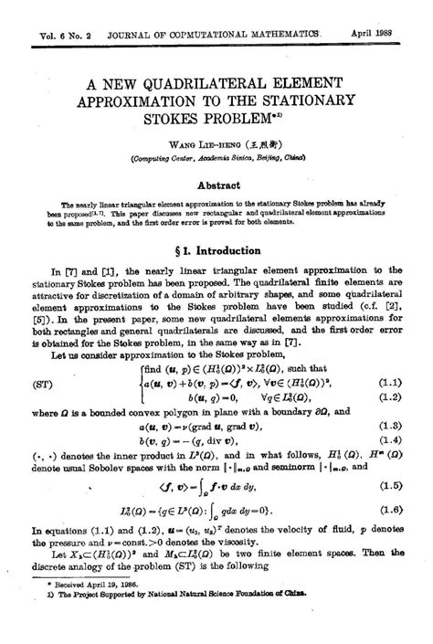 Global Science Press: A New Quadrilateral Element Approximation to the ...