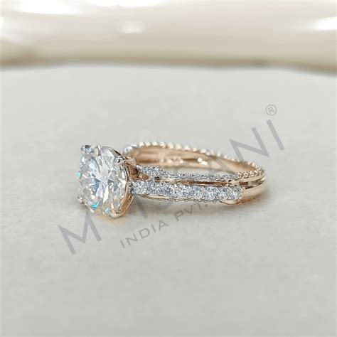 Moissanite Round Shape Ring-LR00268-moissani.in