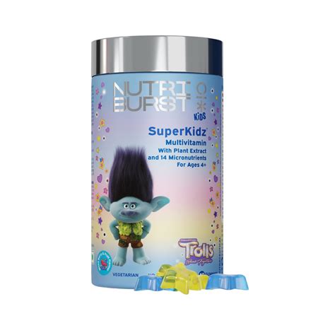 Nutriburst Super Kidz Trolls Gummies - 13 Essential Vit & Mins for Gro ...
