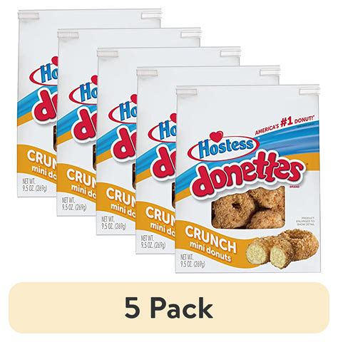 (5 pack) Hostess Donettes Mini Donuts, Crunch, 9.5 Ounce (Pack of 6 ...