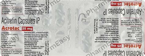 Acrotac 25 MG Capsule (20): Uses, Side Effects, Price & Dosage | PharmEasy