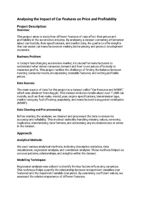 Analysing the Impact of Car Features on Price and Profitability - By ...