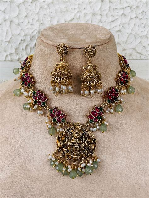 Lotus and Pearl Goddess Necklace – Mannat Jewelz