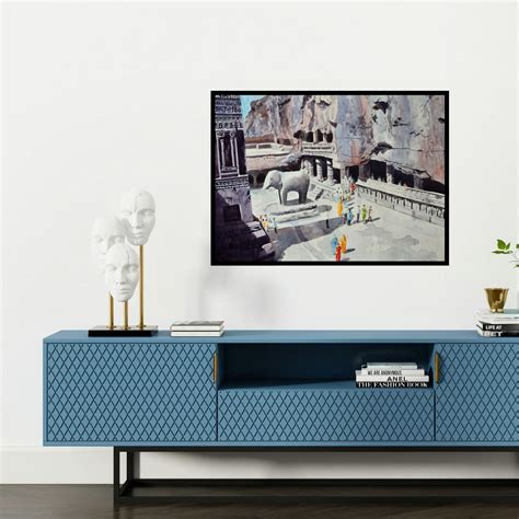 "One Fine Day At The Ellora Caves I": Steel Grey Watercolor Painting by ...