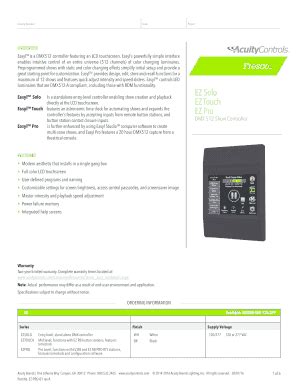 Fillable Online EZ Solo EZ Touch EZ Pro - Acuity Brands Fax Email Print ...