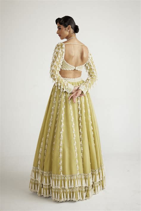 Vvani by Vani Vats - Fern Green Chandelier Lehenga Set - Elahe