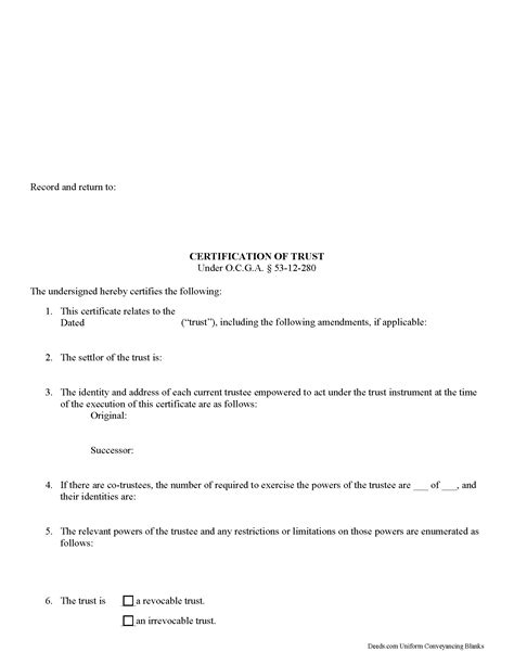 Certificate Of Trust Form