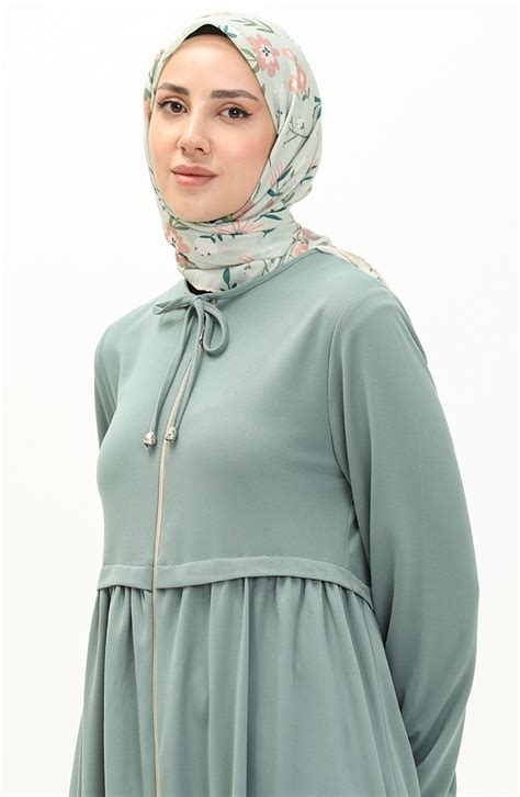 Zippered Abaya 0569-06 Mint Green 0569-06 | Sefamerve