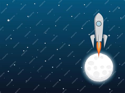 A rocket from the moon in cartoon style spaceship spacecraft moon and ...