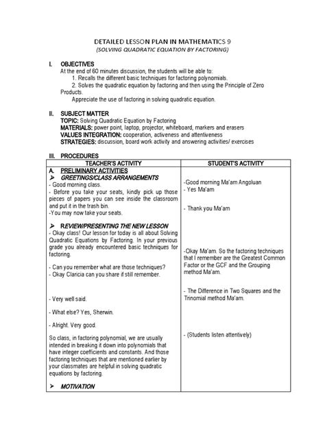 Mathematics 9 Lesson Plan 的图像结果