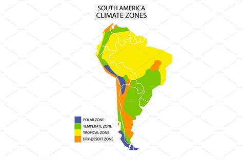 South America climate zones map | Illustrations ~ Creative Market
