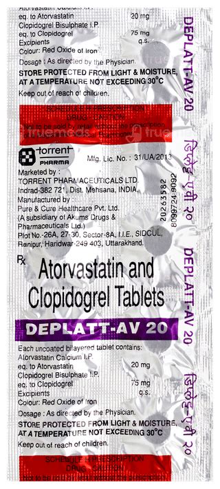 Deplatt Av 20 Tablet 10 - Uses, Side Effects, Dosage, Price | Truemeds