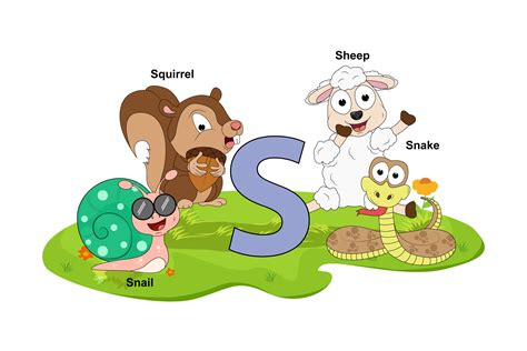 Cute Animal Name with Alphabet Letter S Gráfico por curutdesign ...