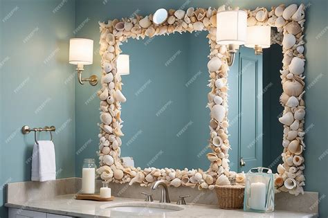 Premium Photo | Coastal Seashell Bathroom Mirror