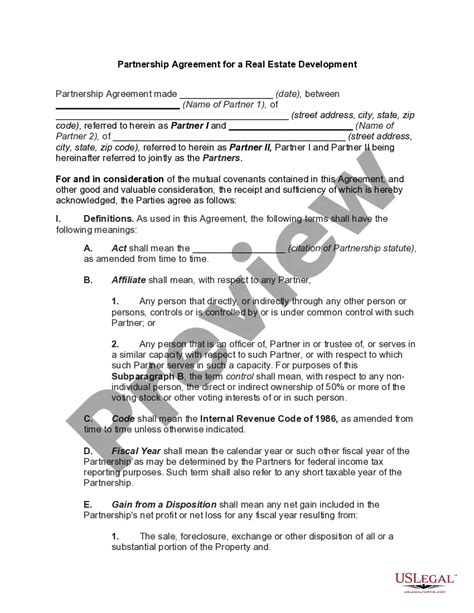 Arizona Partnership Agreement for a Real Estate Development | US Legal ...