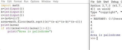 Find the area of a triangle and check whether the area is palindrome or ...