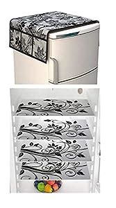Satisfly Decorative Kitchen Combo Fridge Top Cover, 4 Fridge Mats, Set ...