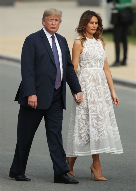 Melania Trump Wears Sheer White Dress at NATO Reception