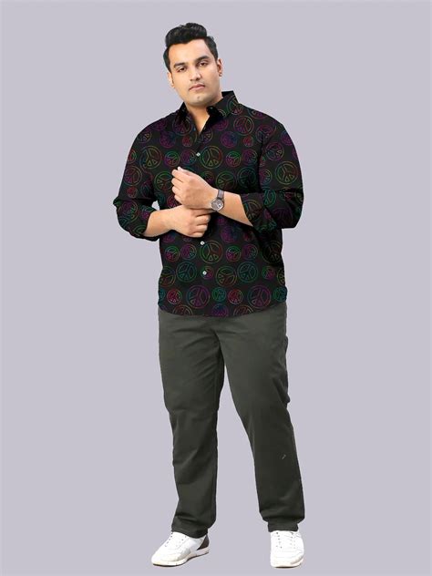 Buy Peace Symbol Digital Printed Plus Size Full Sleeve Shirt | Guniaa