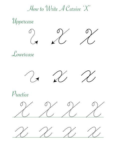 Cursive 'X' Worksheets to Practice Capital, Upper and Lowercase Letter ...