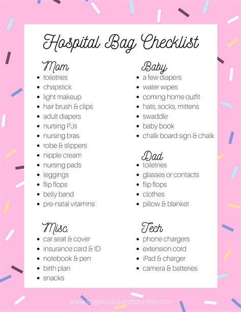 What's In My Hospital Bag? Free Printable Checklist - Sugar Spice and ...