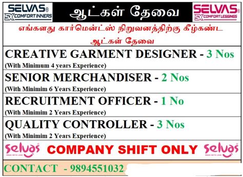 PART-2(26.12.2023) TIRUPUR GARMENTS & SPINNING MILL JOBS WANTED LIST