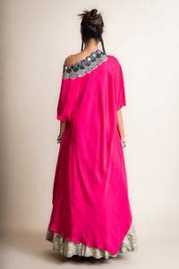 Buy White Crepe, Satin Mirrors Off-shoulder Mor Print Lehenga With Off ...