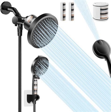 Shower Heads With Handheld Spray Combo,6" High Pressure Rain Shower Head with Filters,5 ...