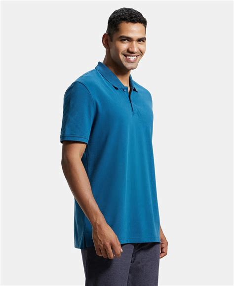 Buy Super Combed Cotton Rich Pique Fabric Solid Half Sleeve Polo T ...