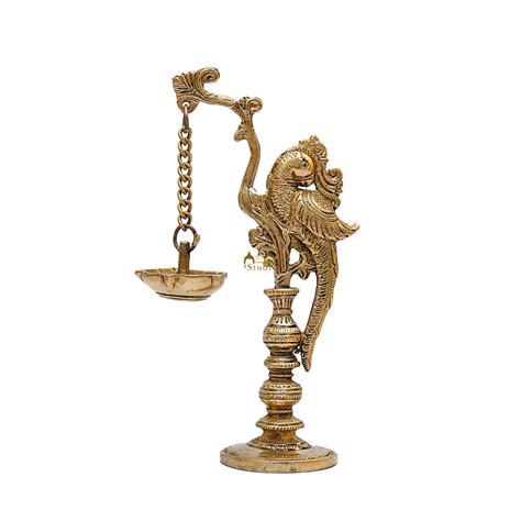 Brass Antique Bird Diya For Pooja Room Decor 8" – StatueStudio