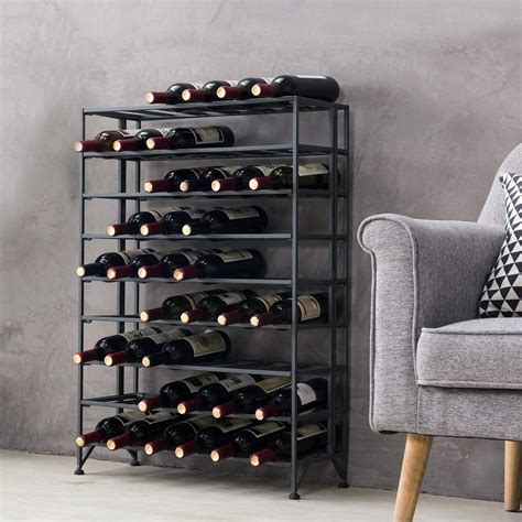 Buy MyGift Gray Metal Wine Rack Freestanding Floor Stand, 9 Tier Wine ...