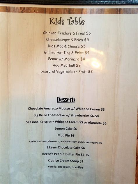 Menu at The Rustic Table restaurant, Winchester