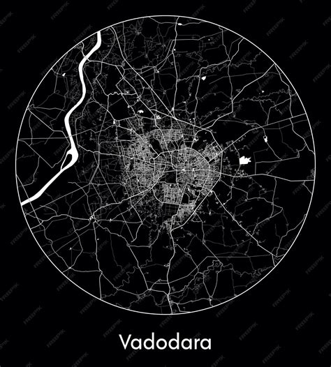 Premium Vector | City Map Asia India Vadodara vector illustration